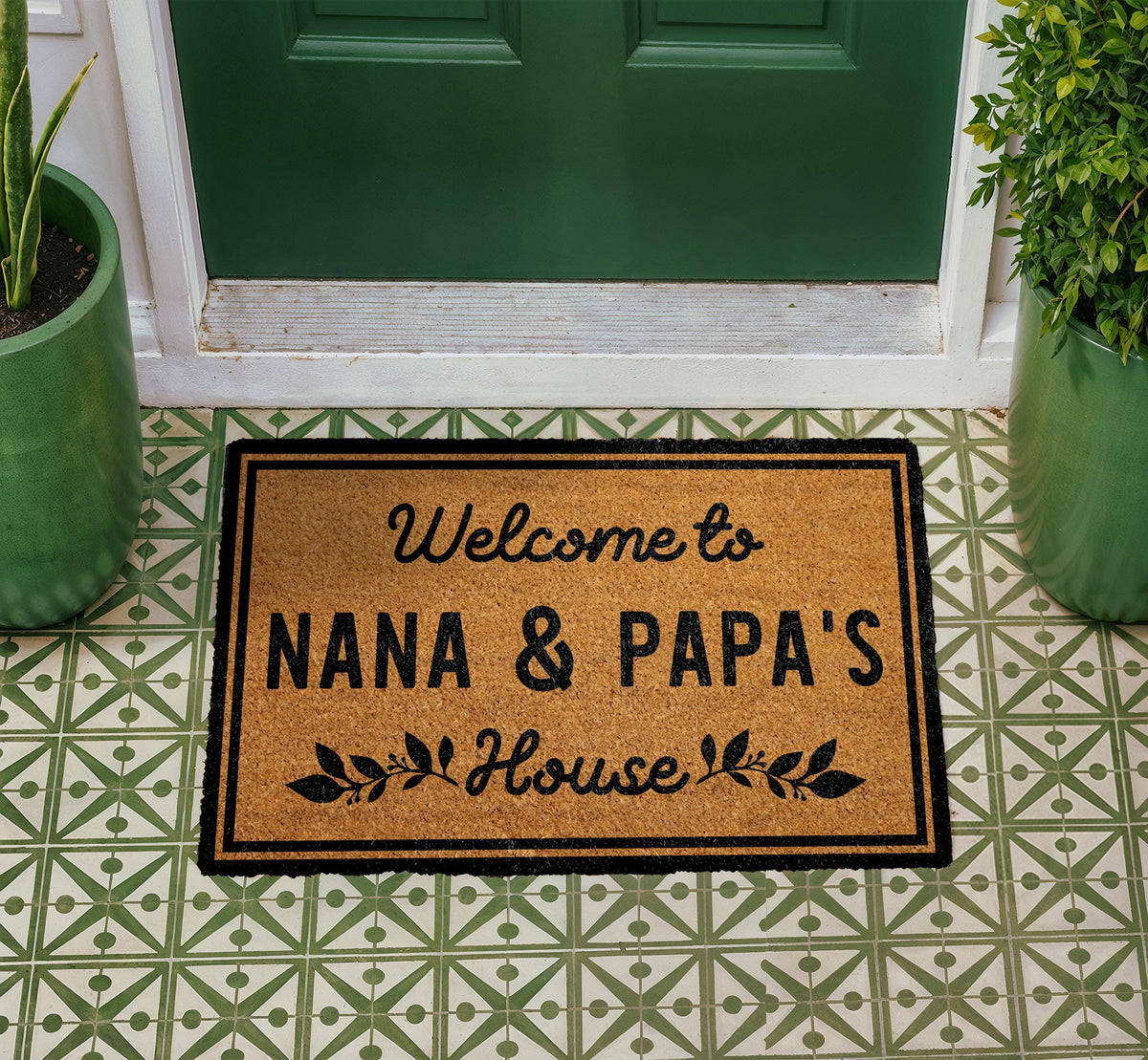 Personalized Nana Papa Coir Doormat, Custom Welcome Mat, Outdoor Entryway Rug