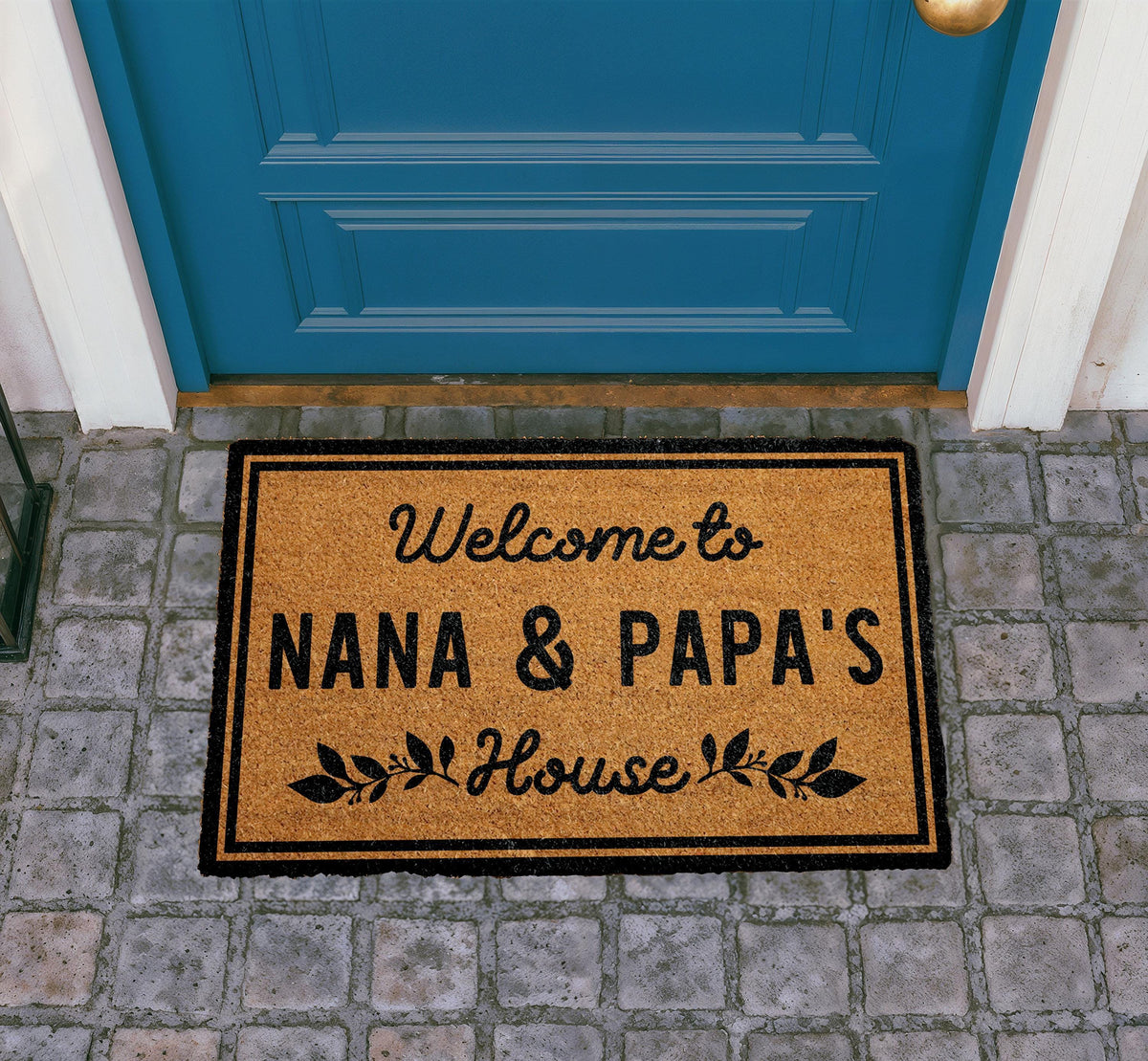 Personalized Nana Papa Coir Doormat, Custom Welcome Mat, Outdoor Entryway Rug