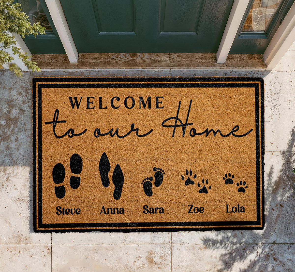 Personalized Family and Pet Names Coir Doormat