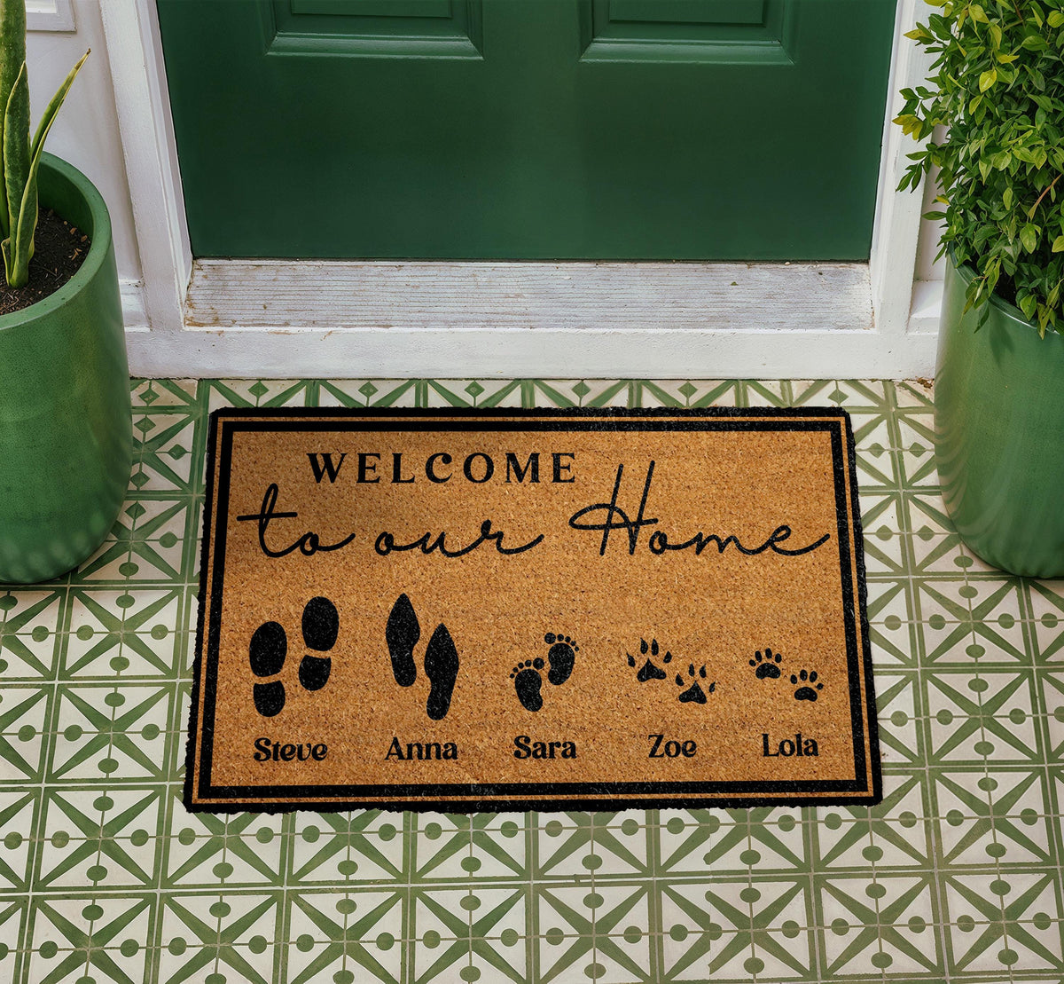 Personalized Family and Pet Names Coir Doormat