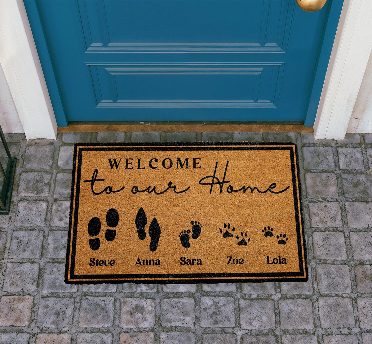Personalized Family and Pet Names Coir Doormat