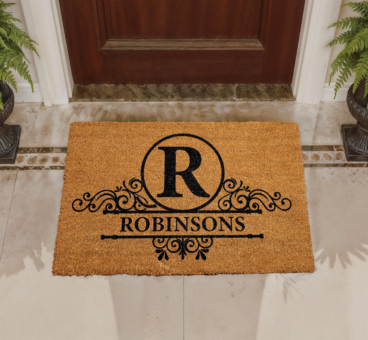 Custom Family Name Doormat, Personalized Coir Welcome Mat, Elegant Initial Door Mat (Housewarming Gift)