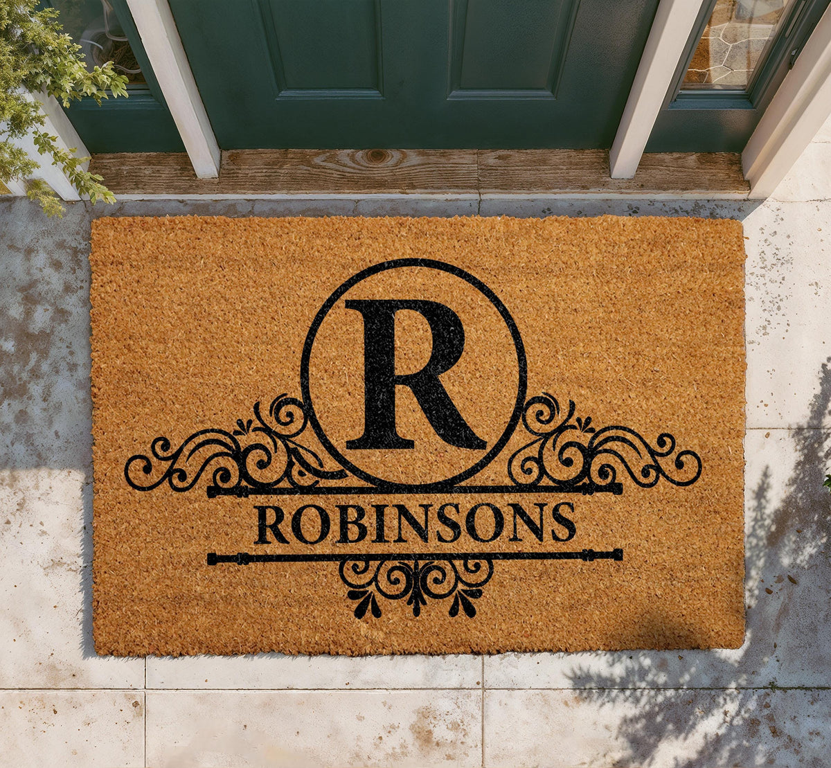 Custom Family Name Doormat, Personalized Coir Welcome Mat, Elegant Initial Door Mat (Housewarming Gift)