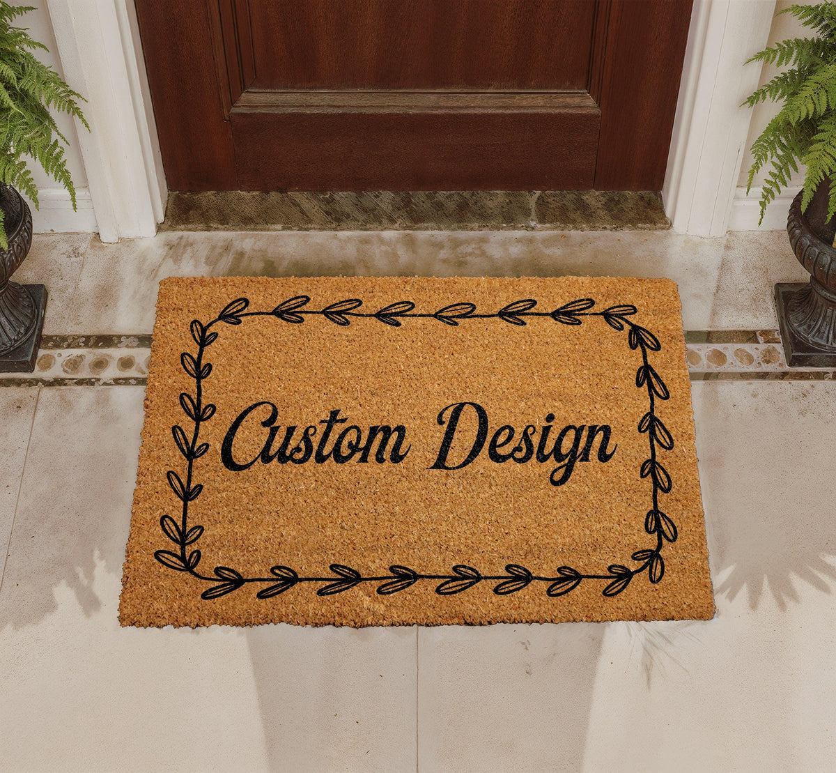 Personalized Coir Doormat, Custom Welcome Mat, Natural Fiber Door Mat
