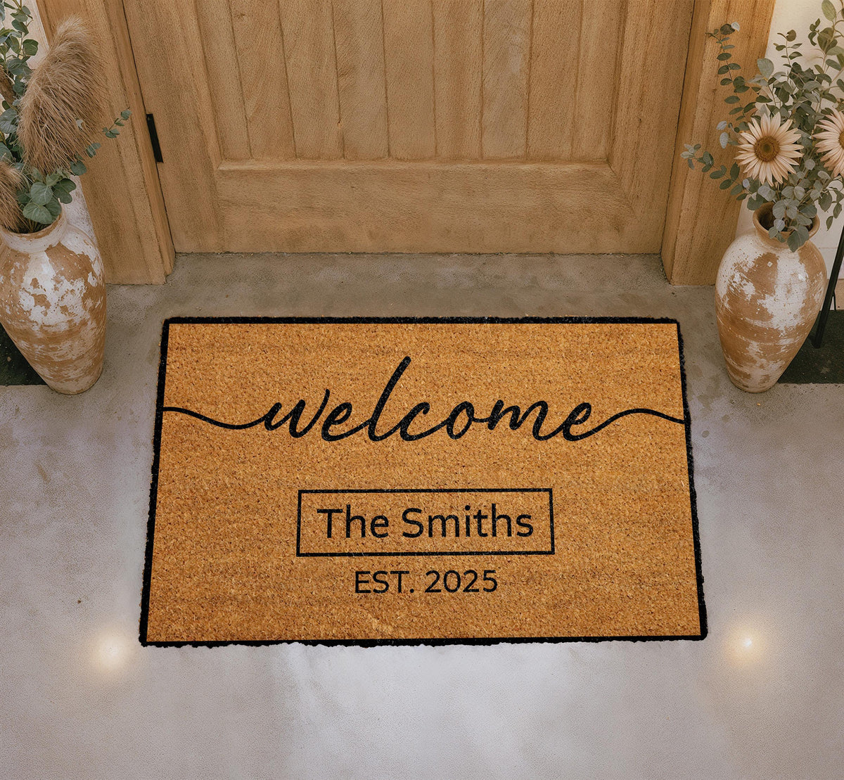 Personalized Coir Doormat, Custom Family Name Welcome Mat, Housewarming Gift