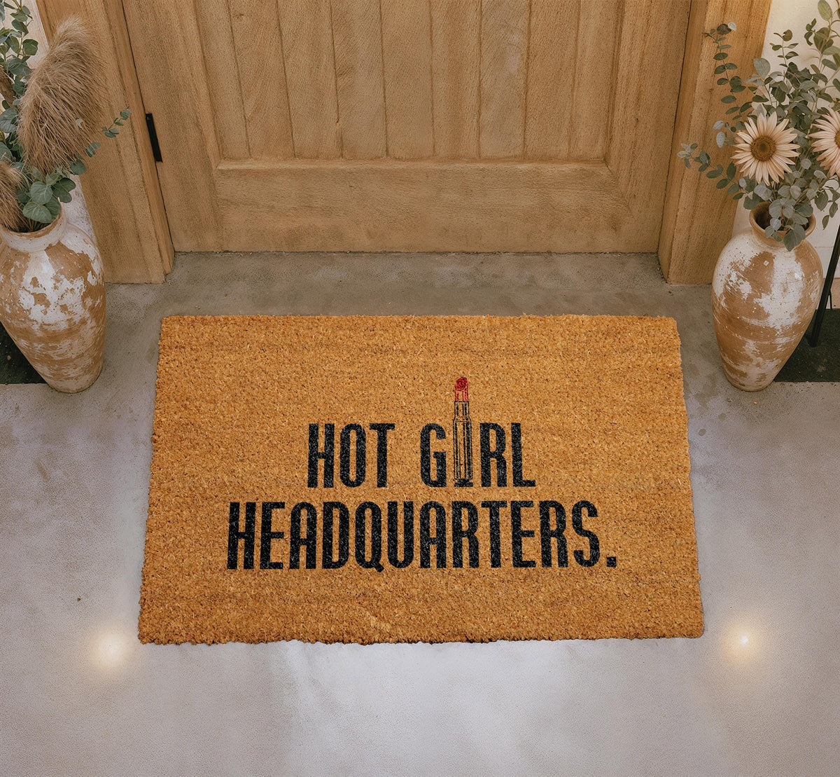 Hot Girl Headquarters Doormat, Sassy Baddie Welcome Mat, Trendy Coir Porch Mat