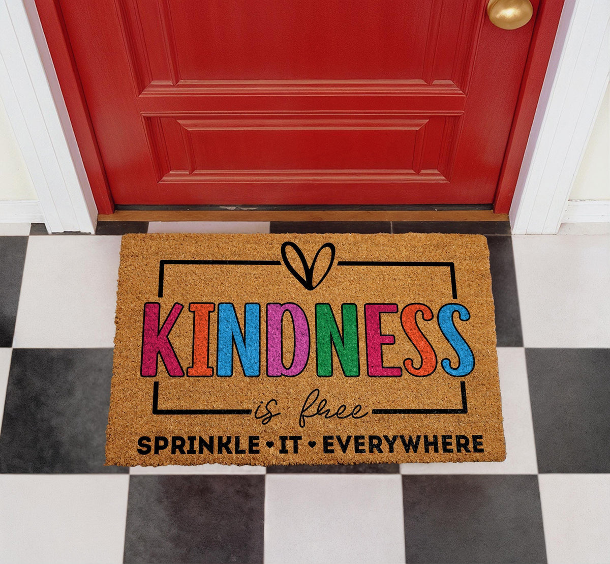 Kindness Is Free Doormat, Outdoor Inspirational Welcome Mat (Coir)