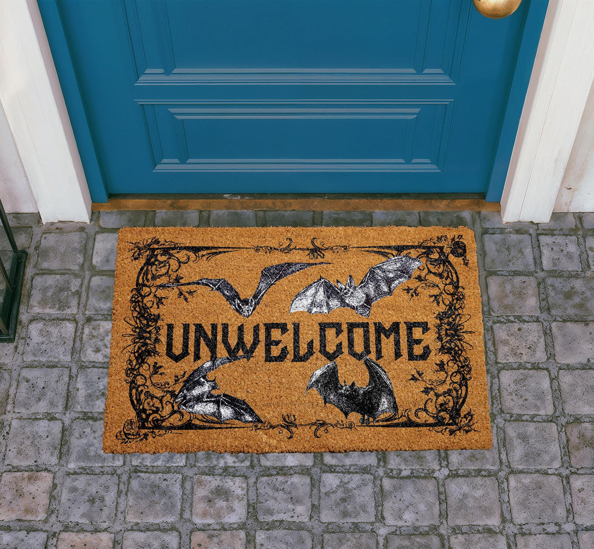 Unwelcome Doormat, Halloween Bats, Spooky Gothic Entryway Rug