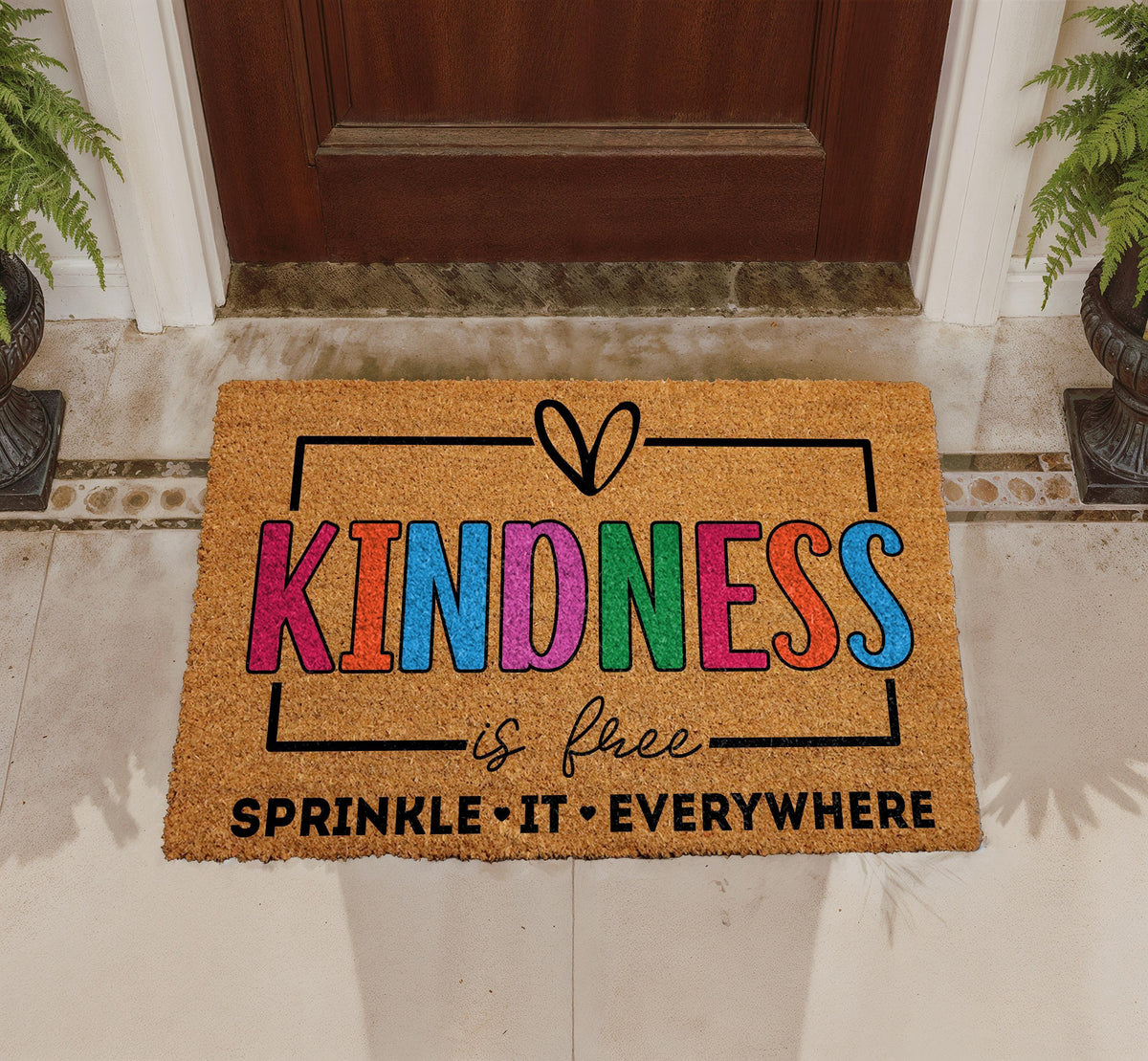 Kindness Is Free Doormat, Outdoor Inspirational Welcome Mat (Coir)