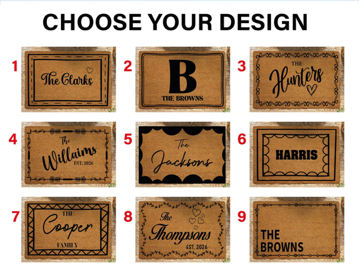 Personalized Coir Doormat, Custom Family Welcome Mat, Housewarming Gift
