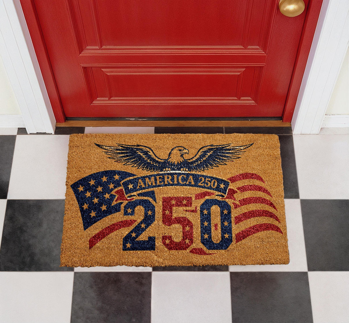 America 250th Anniversary Doormat, Patriotic Eagle Flag Welcome Rug