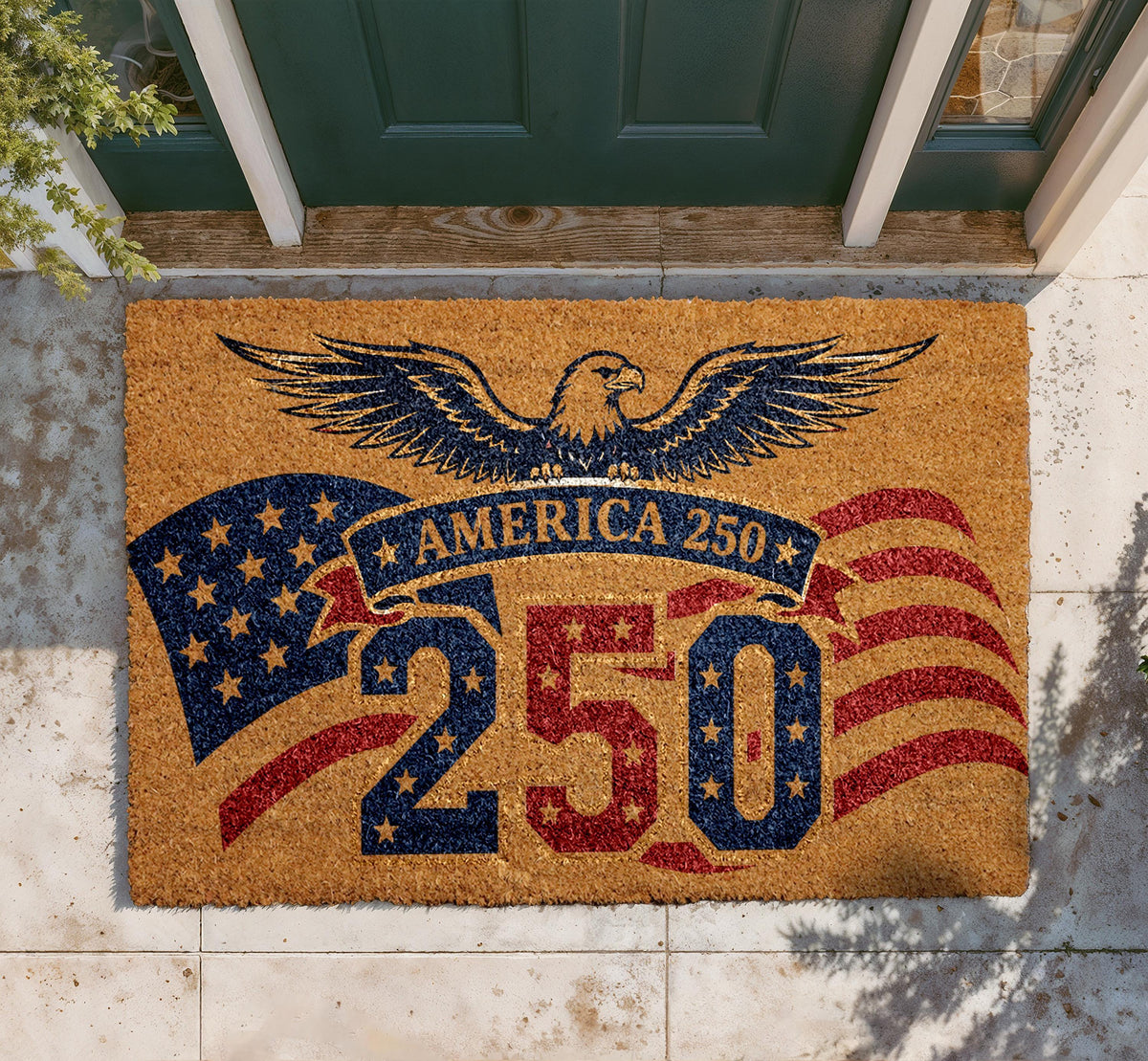 America 250th Anniversary Doormat, Patriotic Eagle Flag Welcome Rug