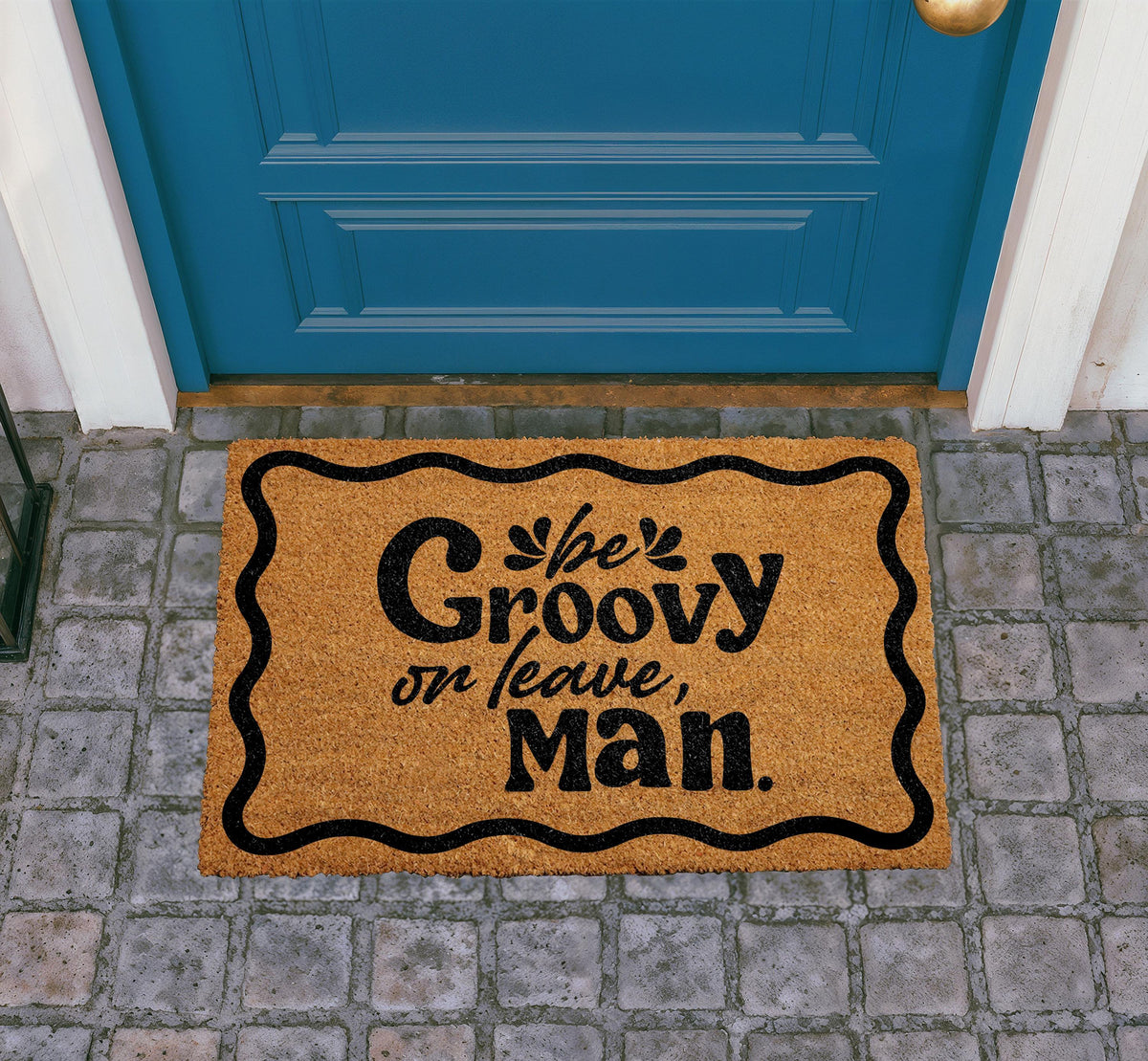Be Groovy Or Leave Man Doormat, Retro 70s Style Coir Mat, Hippie Porch Decor