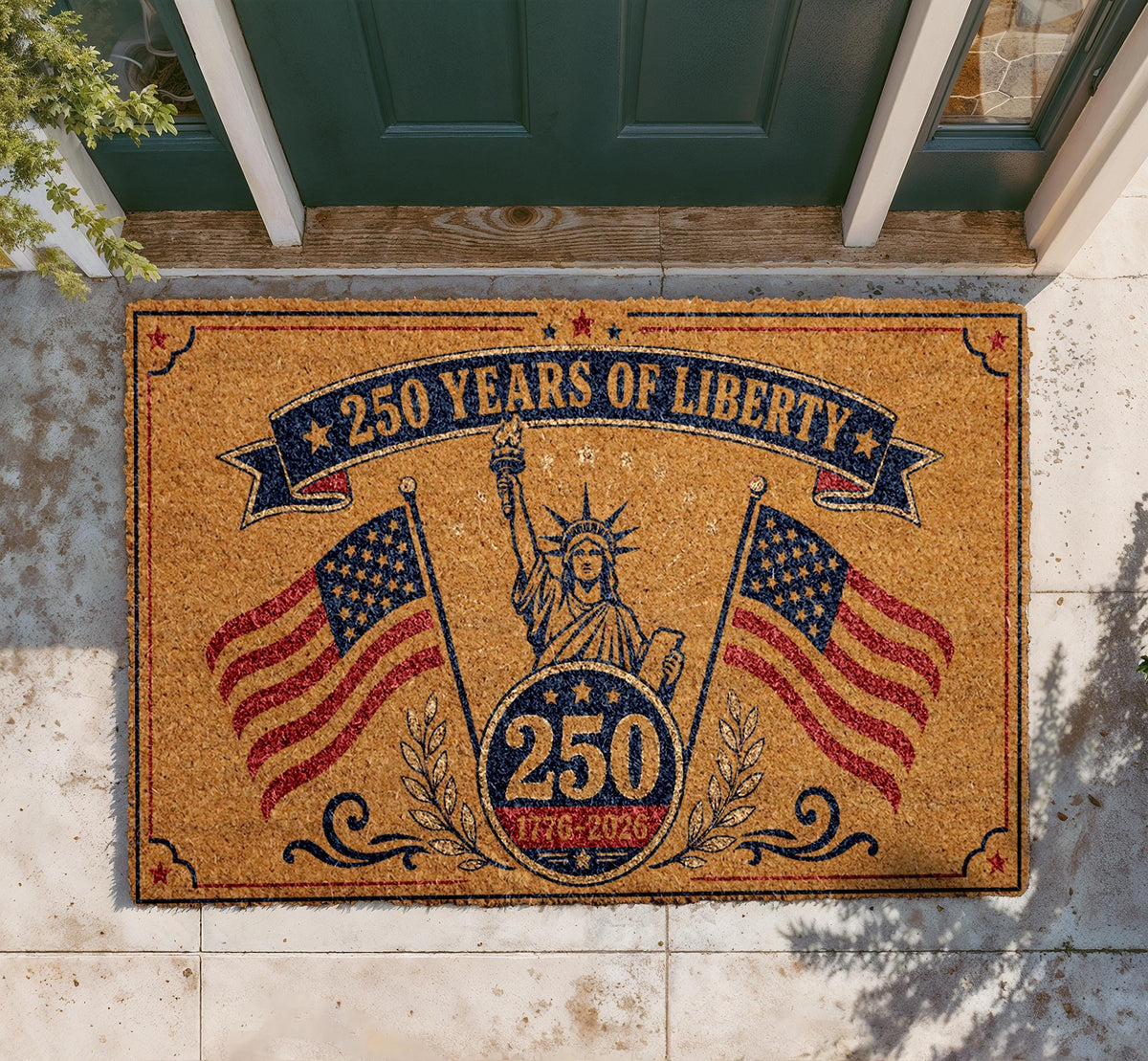 250 Years Liberty Doormat, Patriotic USA Welcome Mat, Statue of Liberty Decor