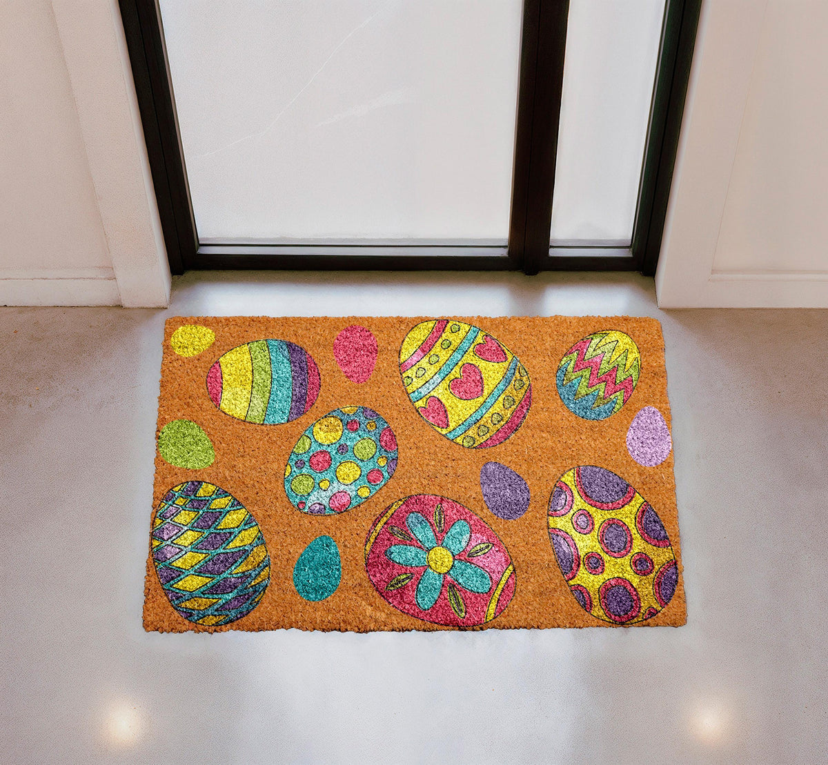 Personalized Easter Eggs Coir Doormat, Spring Welcome Mat, Housewarming Gift