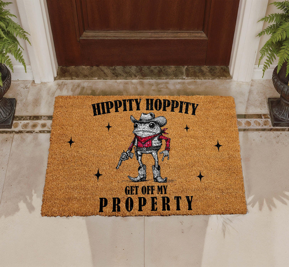 Cowboy Frog Doormat, Hippity Hoppity Welcome Mat, Western Entryway Rug