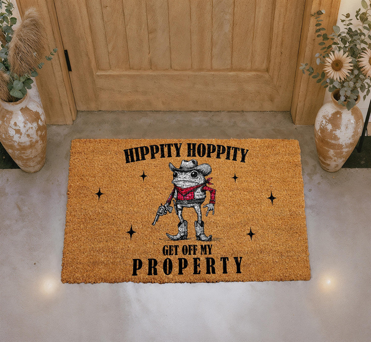 Cowboy Frog Doormat, Hippity Hoppity Welcome Mat, Western Entryway Rug