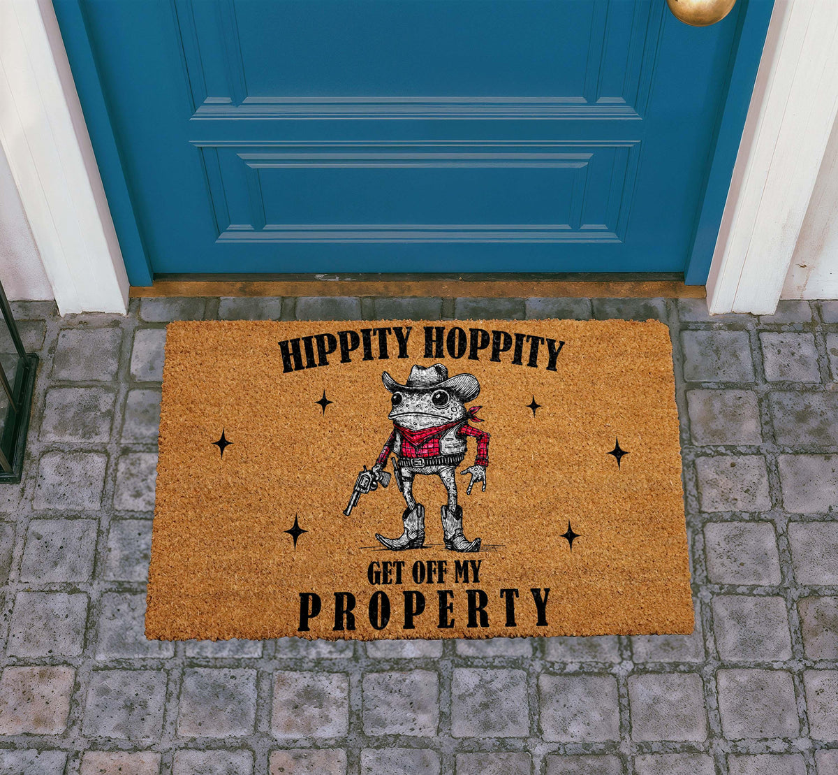 Cowboy Frog Doormat, Hippity Hoppity Welcome Mat, Western Entryway Rug