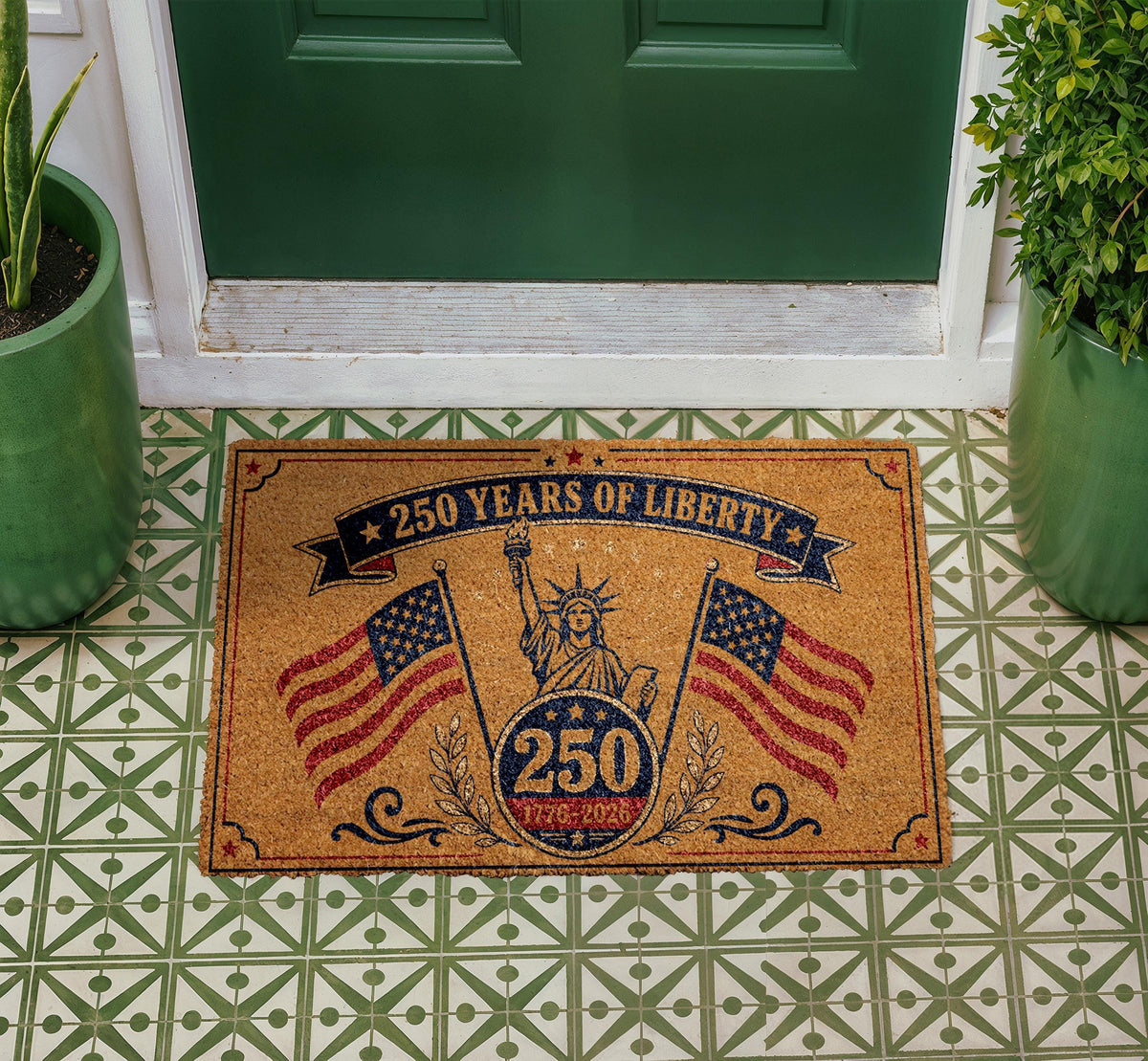 250 Years Liberty Doormat, Patriotic USA Welcome Mat, Statue of Liberty Decor