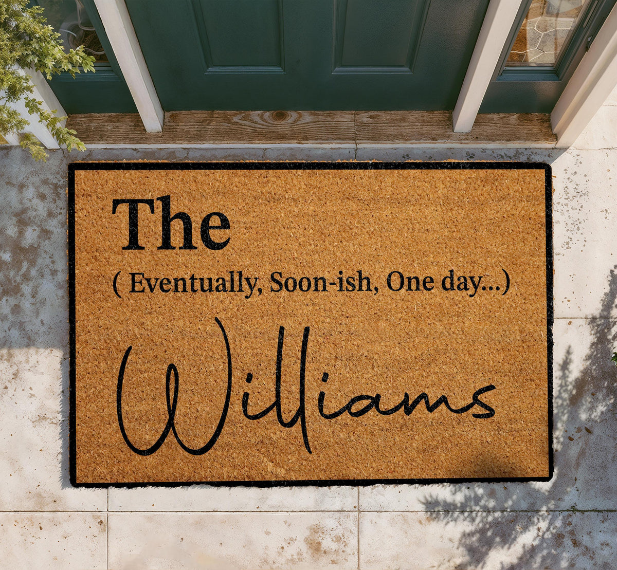 Eventually Personalized Coir Doormat, Custom Family Welcome Mat, Housewarming Gift