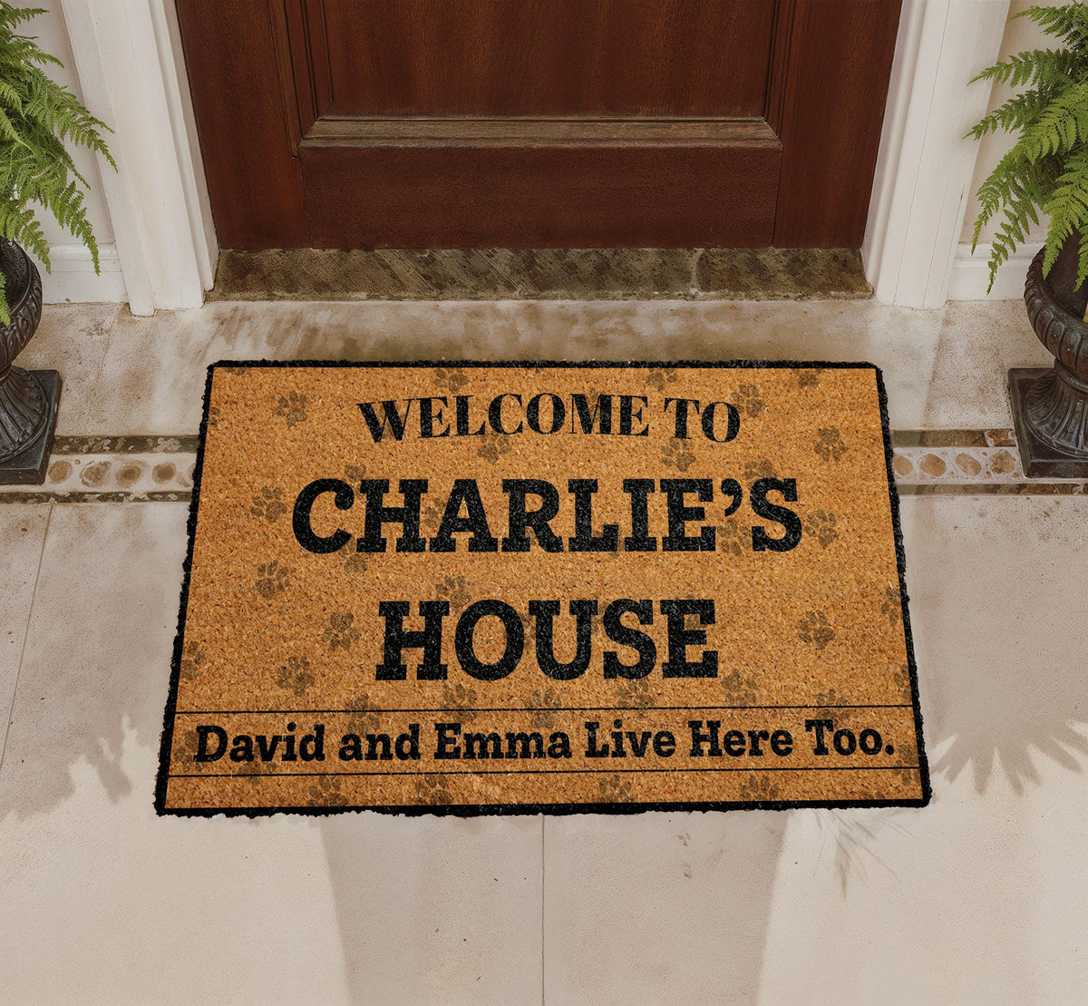 Personalized Coir Door Mat, Custom Welcome Mat, Pet Family Name Housewarming Gift