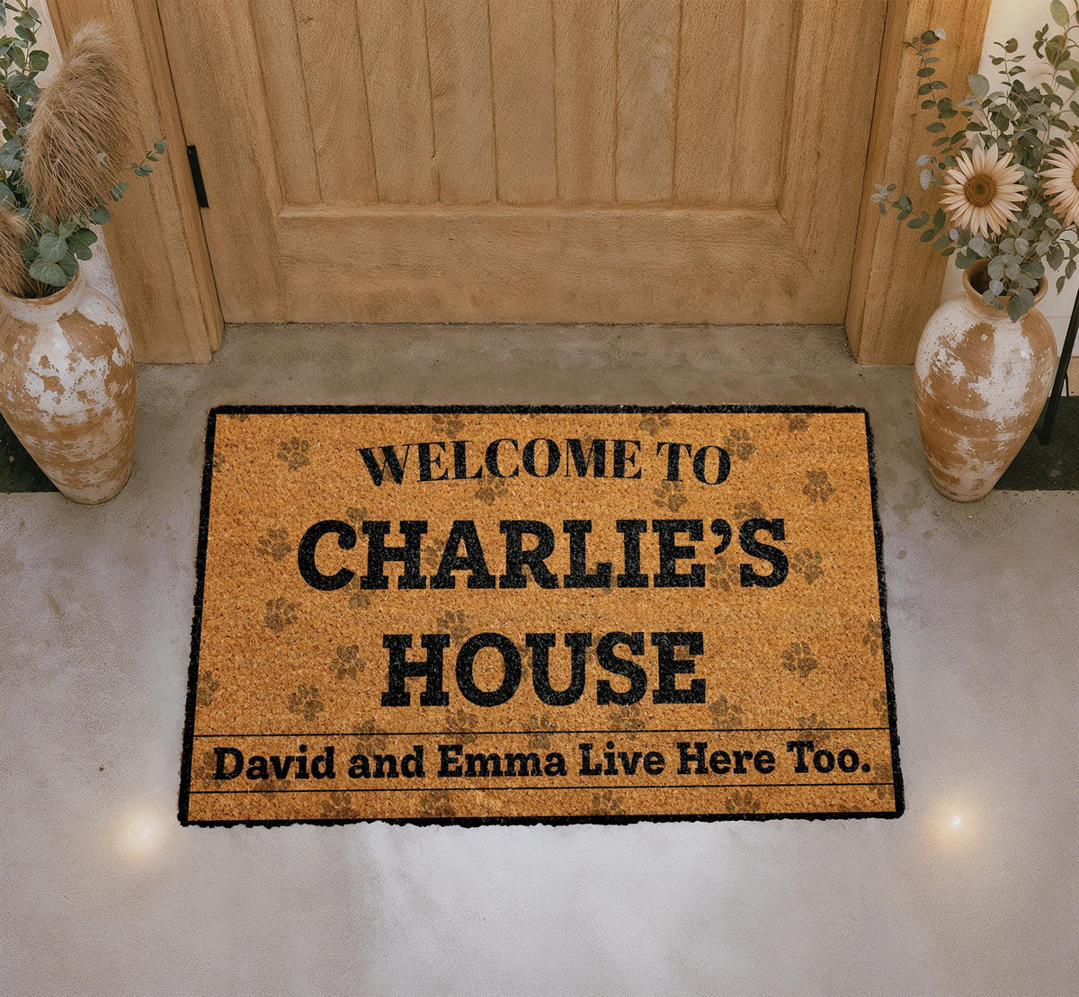 Personalized Coir Door Mat, Custom Welcome Mat, Pet Family Name Housewarming Gift
