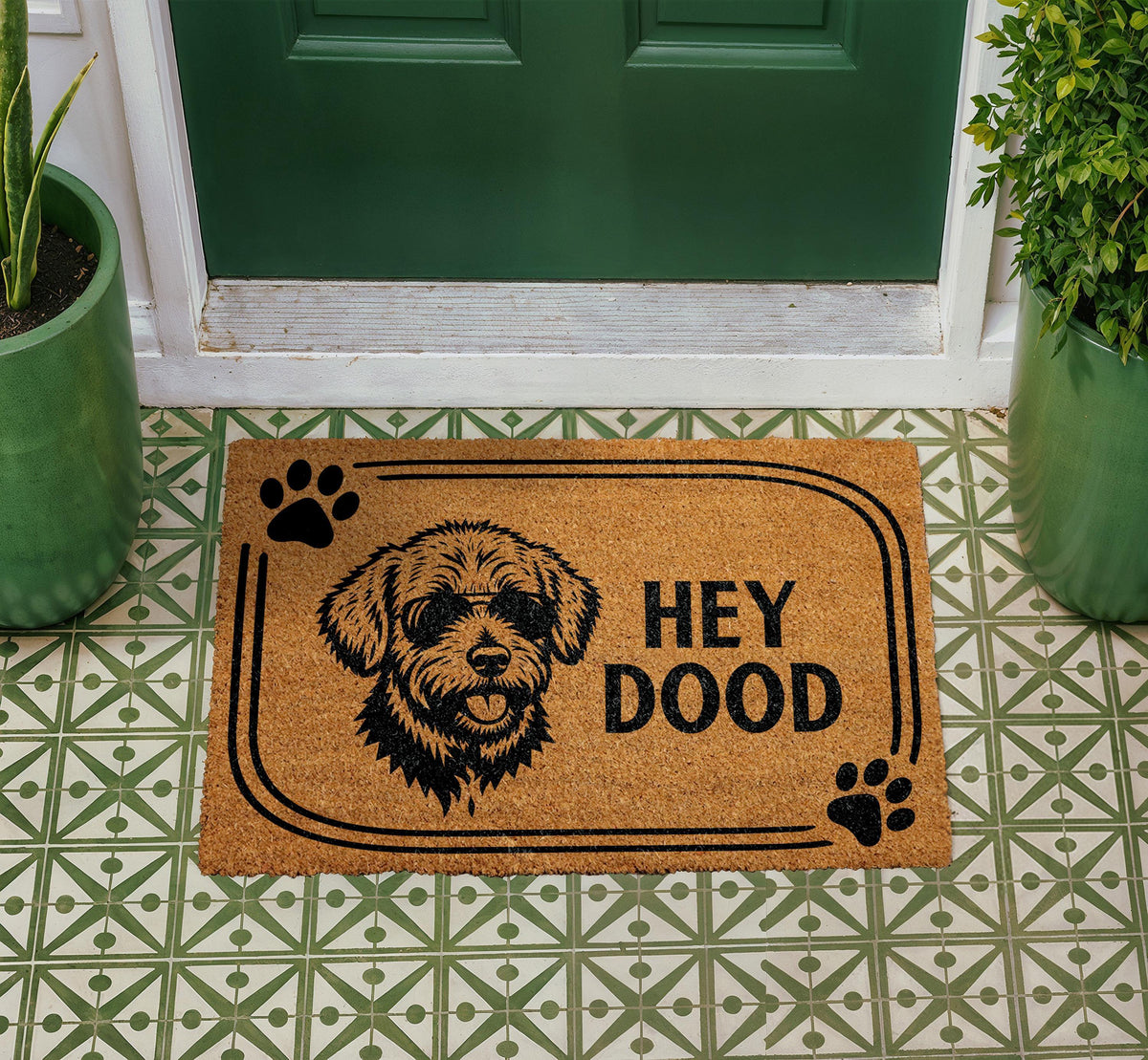 Hey Dood Dog Doormat, Natural Coir Welcome Mat, Pet Lover Entryway Rug