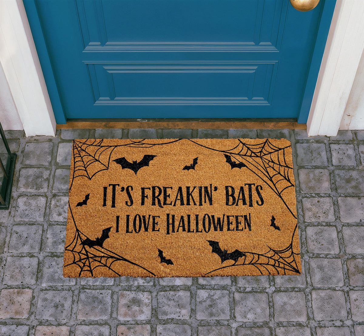 Halloween Bats Doormat, Spooky Season Welcome Mat, Natural Coir Entryway Decoration