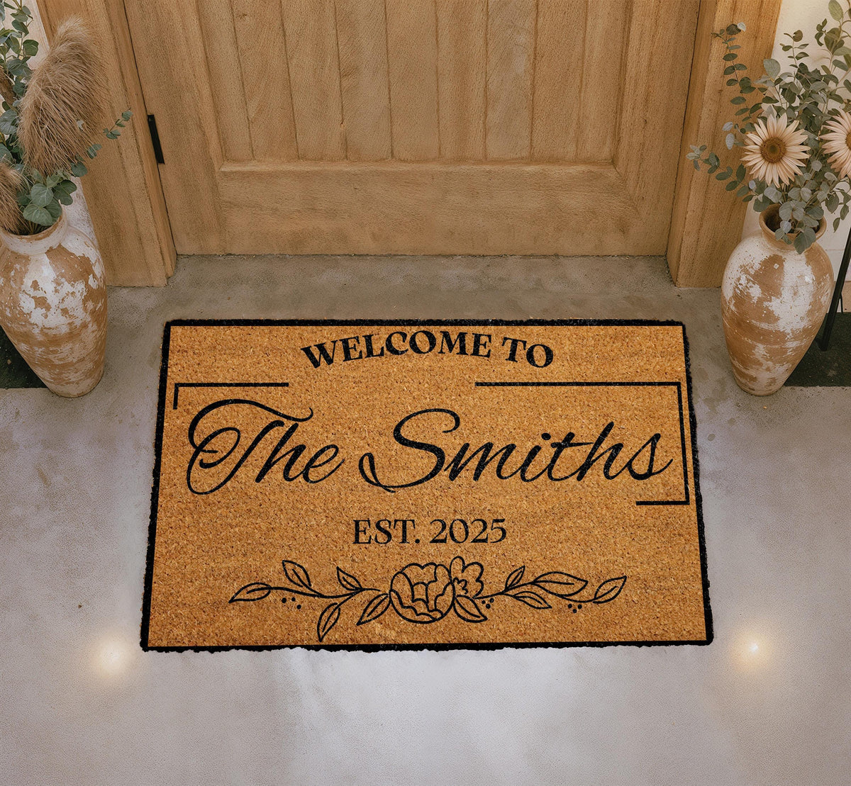 Personalized Coir Doormat, Custom Family Name Welcome Mat, Outdoor Entryway Home Decor