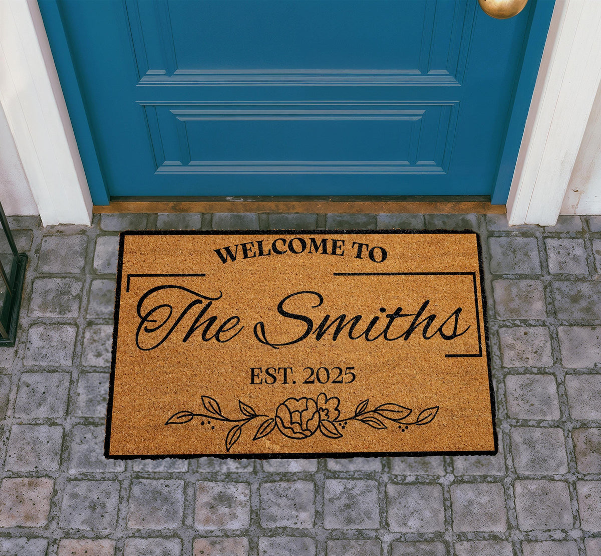 Personalized Coir Doormat, Custom Family Name Welcome Mat, Outdoor Entryway Home Decor