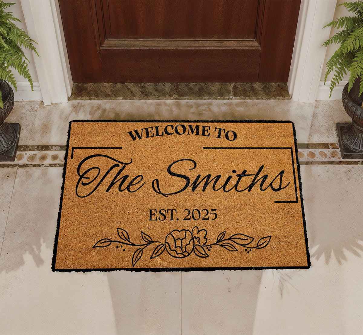 Personalized Coir Doormat, Custom Family Name Welcome Mat, Outdoor Entryway Home Decor