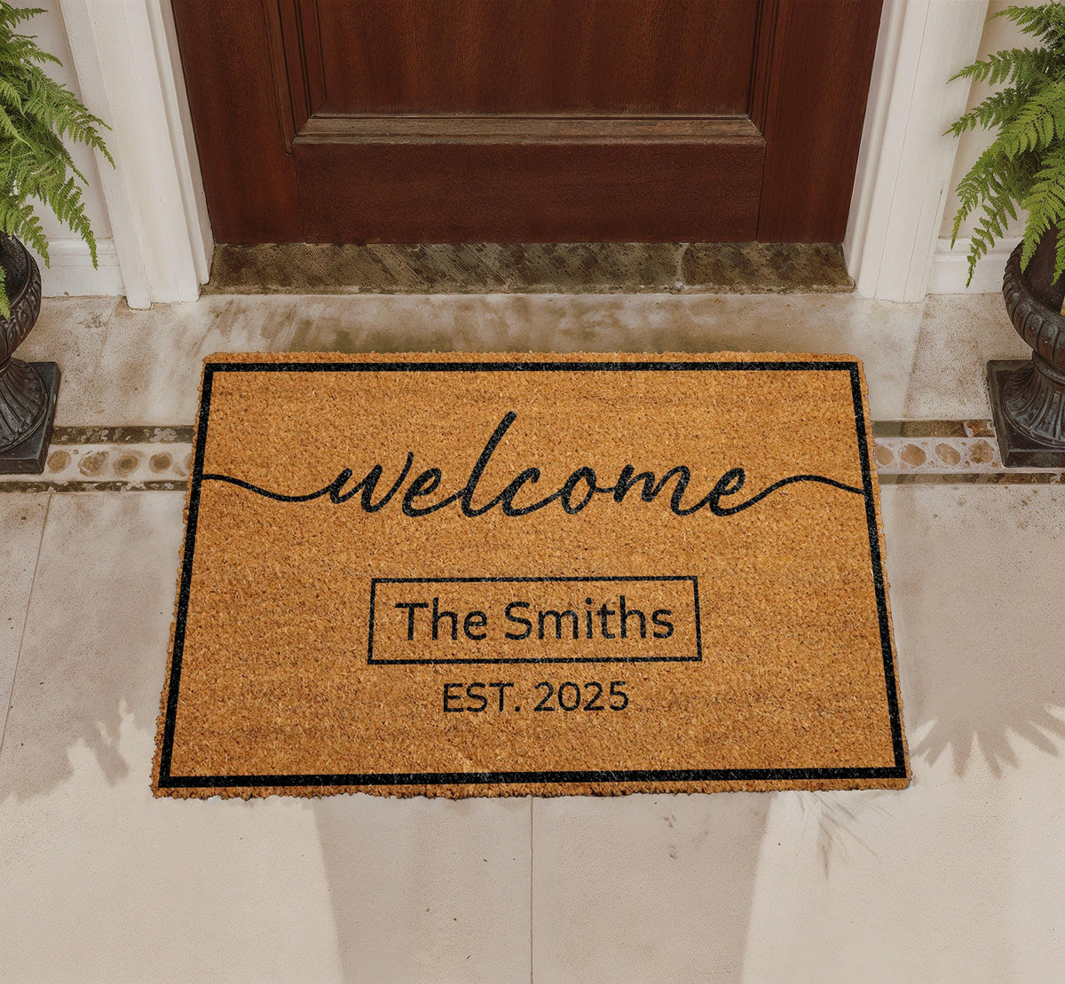 Personalized Coir Doormat, Custom Family Name Welcome Mat, Housewarming Gift