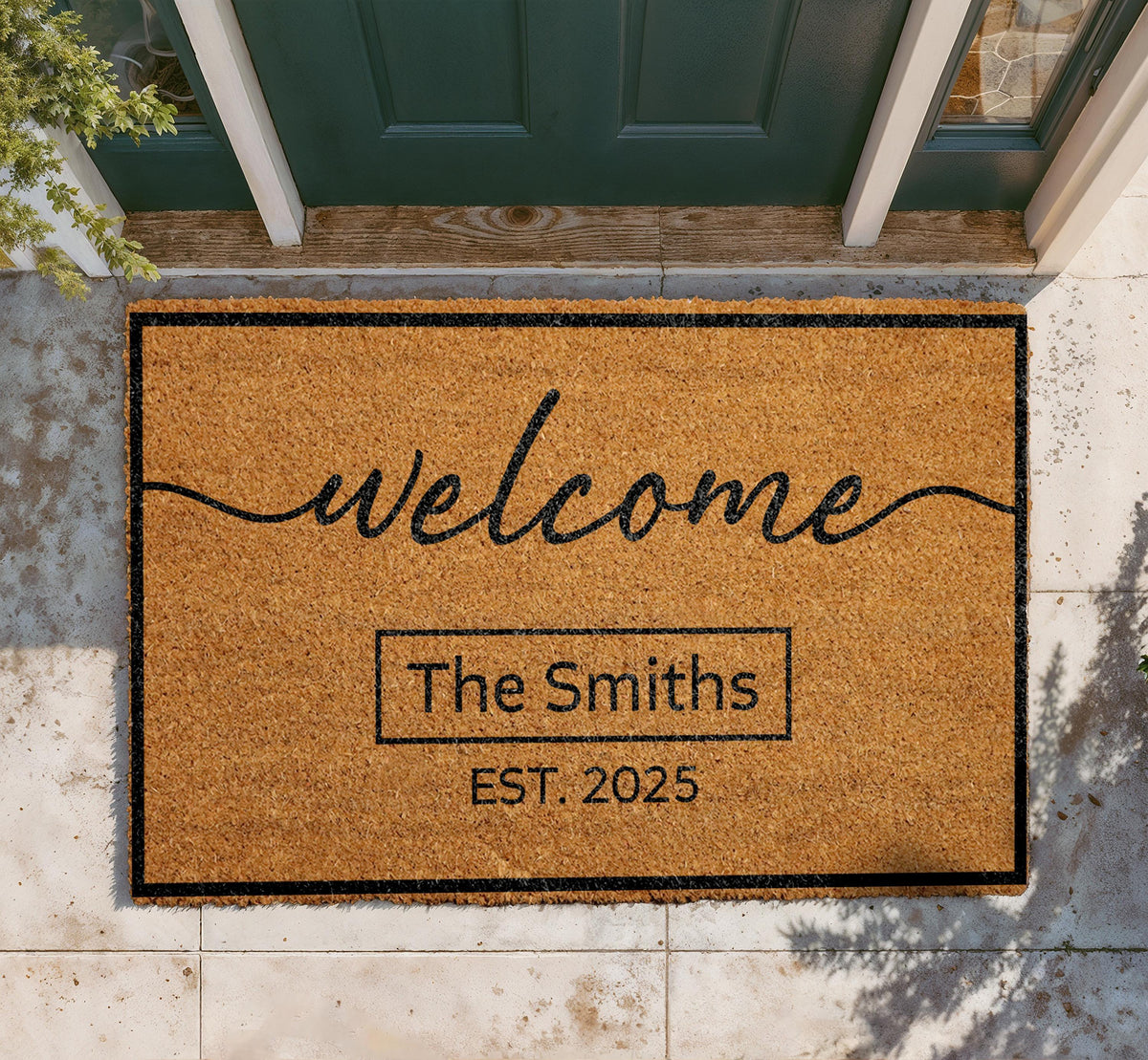 Personalized Coir Doormat, Custom Family Name Welcome Mat, Housewarming Gift