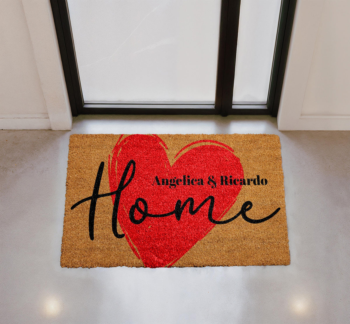 Personalized Coir Doormat, Custom Couple Names Welcome Mat, Romantic Home Entryway