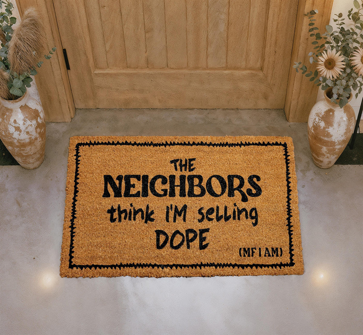 Funny Neighbors Think I'm Selling Dope Doormat, Humorous Welcome Mat, Hip Hop Gift