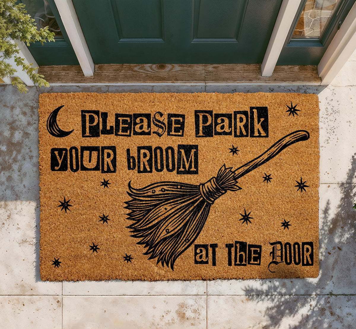 Witchy Broom Welcome Mat, Funny Halloween Doormat, Spooky Entryway Decor