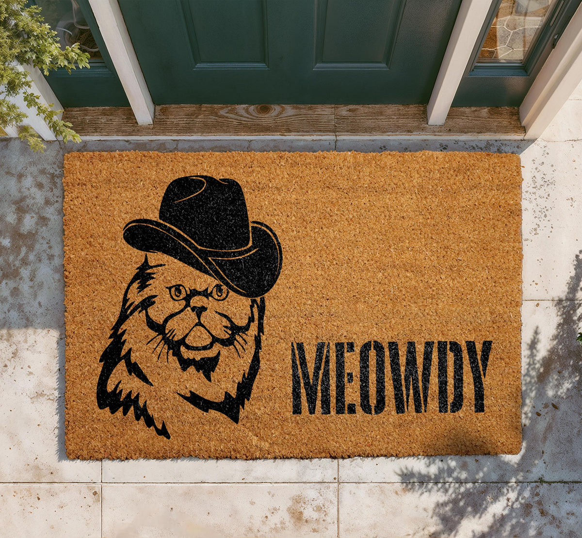 Meowdy Cowboy Cat Doormat, Funny Western Welcome Mat, Cat Lover Gift