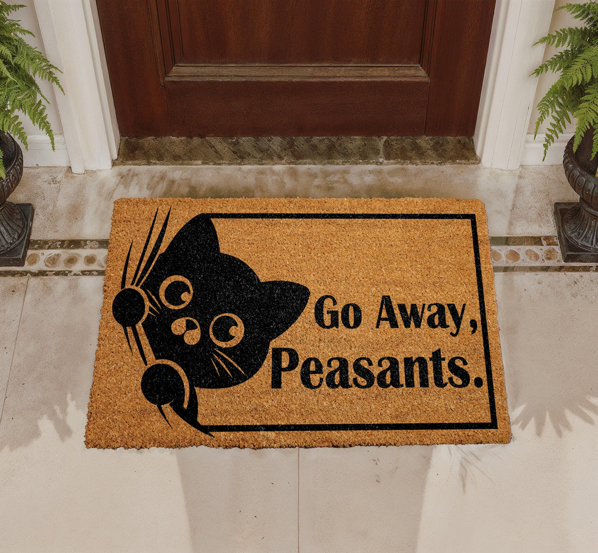 Funny Cat Doormat, Sarcastic Welcome Mat, Coir Outdoor Rug (18"x30")