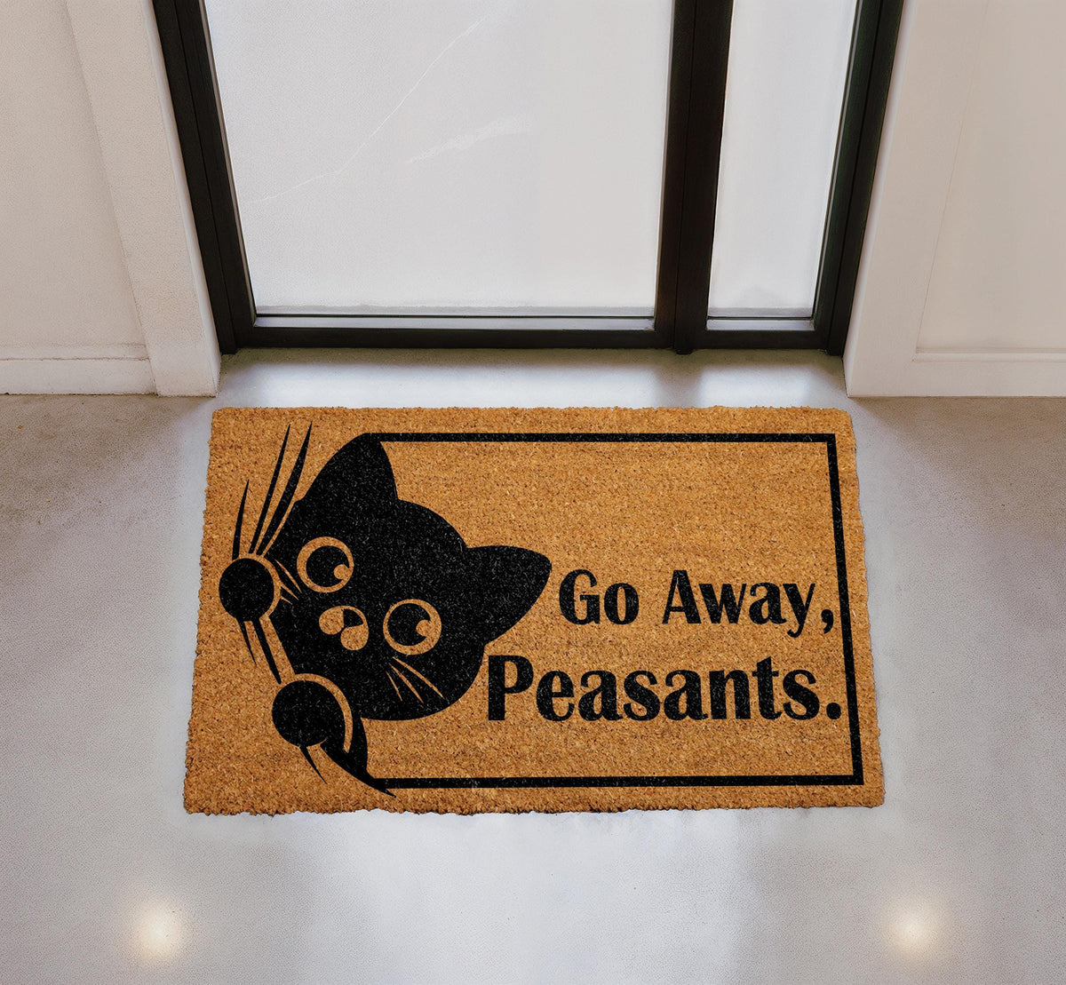Funny Cat Doormat, Sarcastic Welcome Mat, Coir Outdoor Rug (18"x30")