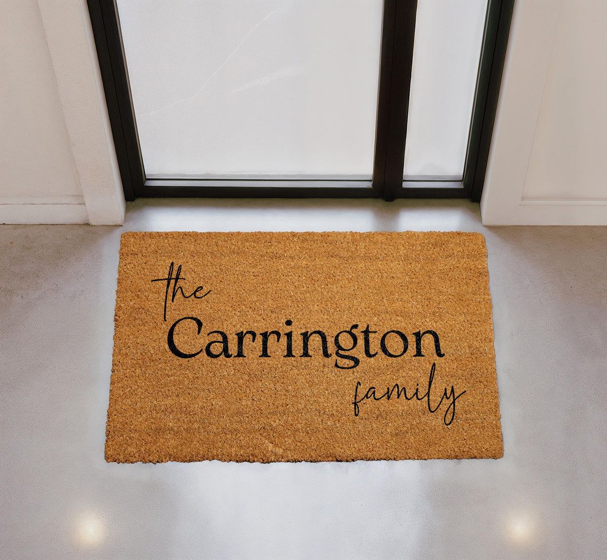 Personalized Natural Coir Family Doormat, Custom Welcome Entryway Mat
