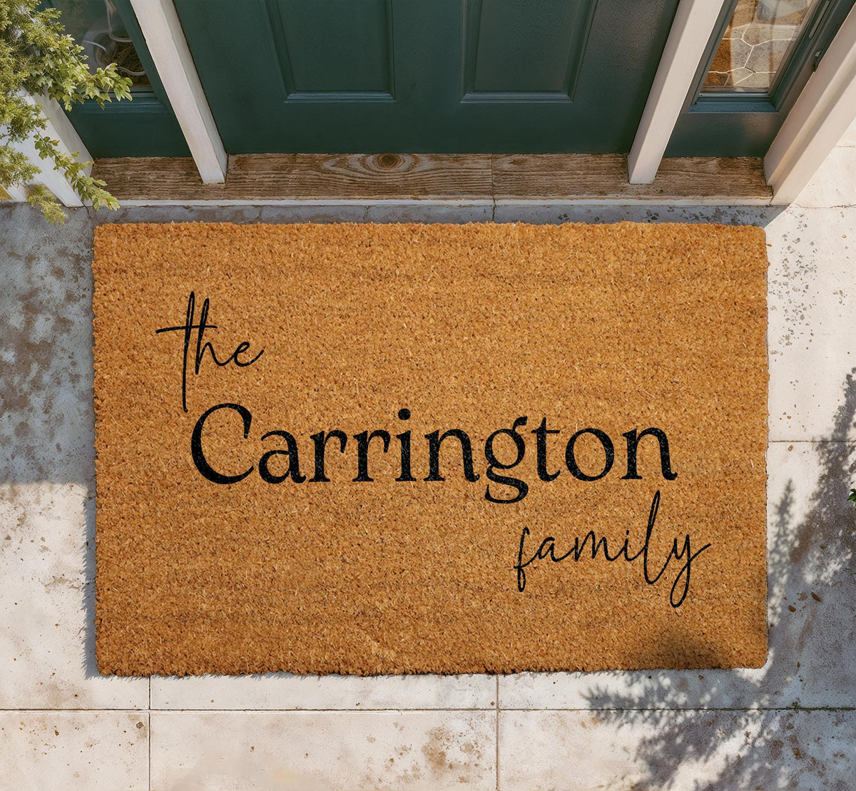 Personalized Natural Coir Family Doormat, Custom Welcome Entryway Mat