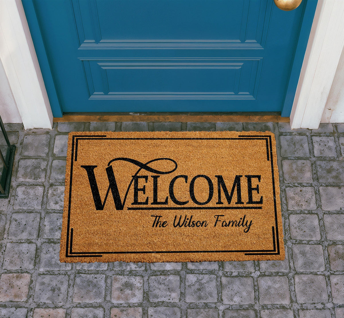 Personalized Coir Doormat, Custom Family Welcome Mat, Natural Fiber Entryway Rug