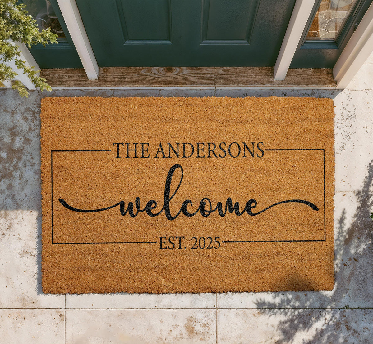 Personalized Coir Welcome Doormat, Custom Family Name, Entryway Mat (18"x30")