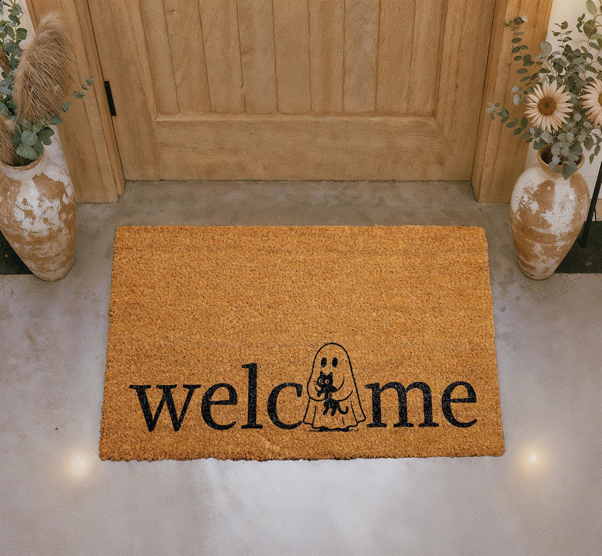 Ghost Cat Welcome Coir Doormat
