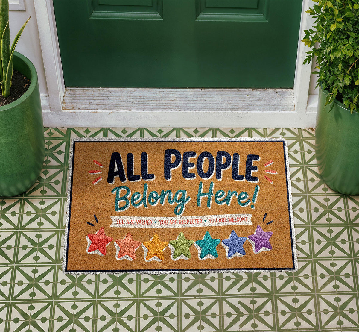 All People Belong Here Doormat, Inclusive Welcome Rug, Equality Entryway Decor