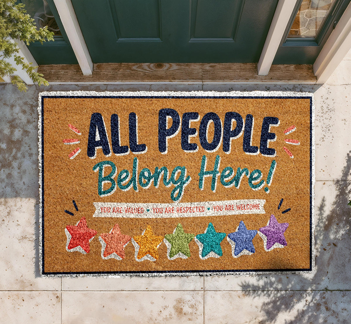All People Belong Here Doormat, Inclusive Welcome Rug, Equality Entryway Decor