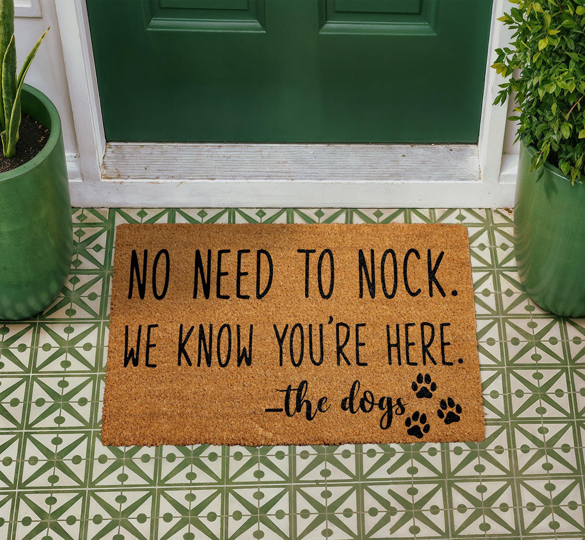 No Need To Knock We Know You’re Here Doormat, Funny Dog Welcome Mat, Humorous Door Mat, Dog Lover Doormat, Housewarming Gift for Pet Owner