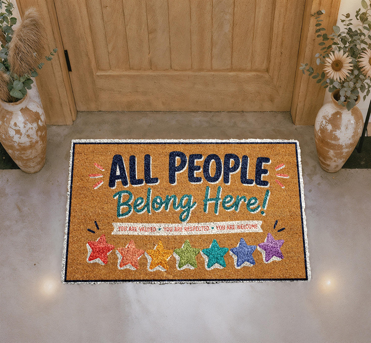 All People Belong Here Doormat, Inclusive Welcome Rug, Equality Entryway Decor