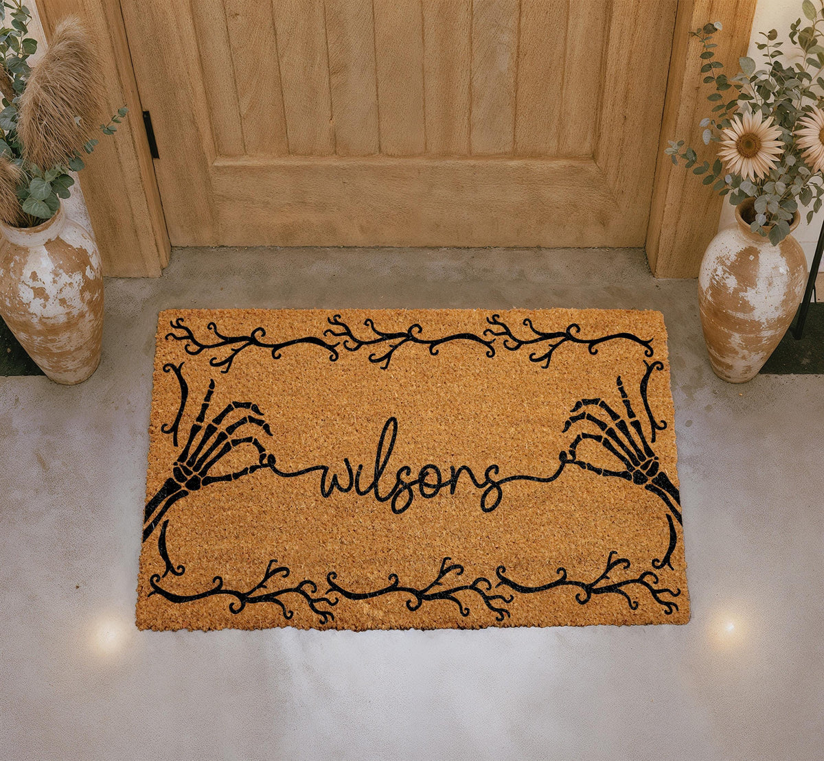 Personalized Halloween Doormat, Custom Family Name Welcome Mat, Coir Porch Decor