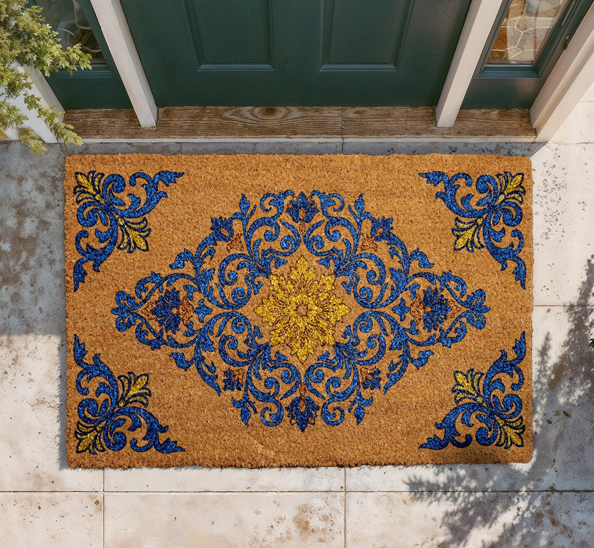 Personalized Coir Doormat, Baroque Style Welcome Mat, Custom Entryway Rug